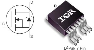 IRFS4010-7PPbF, 100V Single N-Channel HEXFET Power MOSFET in a D2-Pak 7-pin package